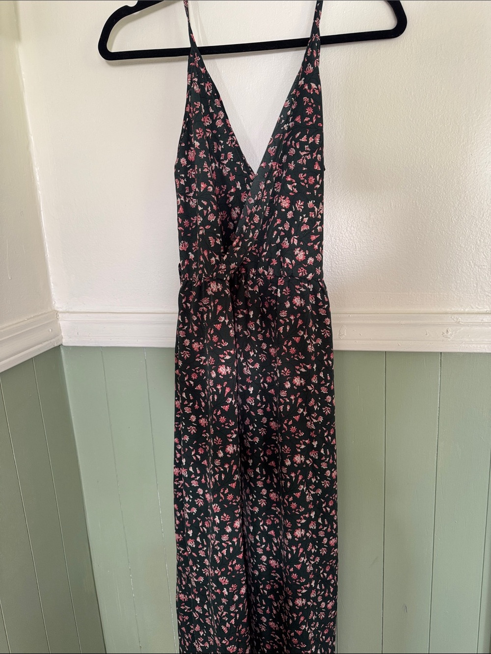 SHEIN Black Jumpsuit with Pink Floral Print